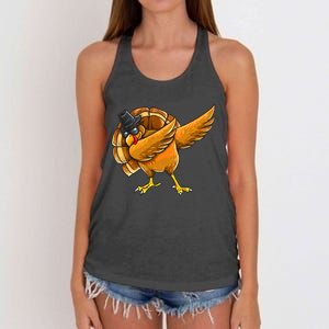 Dabbing Turkey Thanksgiving Turkey Day Women's Knotted Racerback Tank