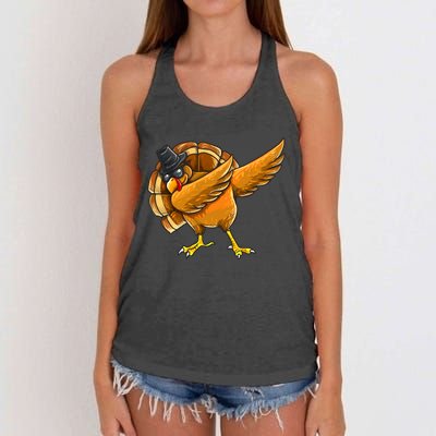 Dabbing Turkey Thanksgiving Turkey Day Women's Knotted Racerback Tank