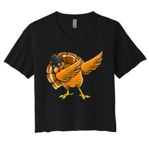 Dabbing Turkey Thanksgiving Turkey Day Women's Crop Top Tee