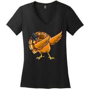 Dabbing Turkey Thanksgiving Turkey Day Women's V-Neck T-Shirt