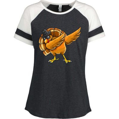 Dabbing Turkey Thanksgiving Turkey Day Enza Ladies Jersey Colorblock Tee