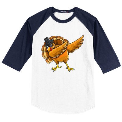 Dabbing Turkey Thanksgiving Turkey Day Baseball Sleeve Shirt