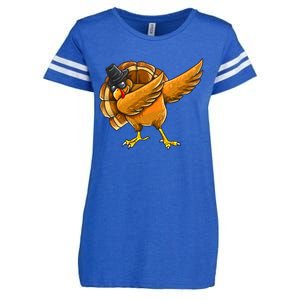 Dabbing Turkey Thanksgiving Turkey Day Enza Ladies Jersey Football T-Shirt