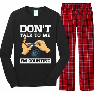 Don't Talk To Me I'm Counting Funny Crocheting Yarn Lover Long Sleeve Pajama Set