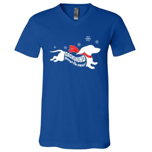 Dachshund Through The Snow Doxie Dog Lovers Christmas Gift V-Neck T-Shirt