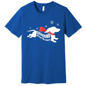 Dachshund Through The Snow Doxie Dog Lovers Christmas Gift Premium T-Shirt