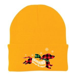 Dachshund Through The Snow Doxie Dog Plaid Christmas Gift Funny Gift Knit Cap Winter Beanie