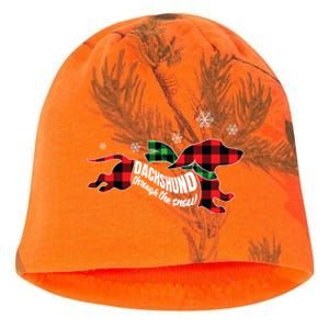 Dachshund Through The Snow Doxie Dog Plaid Christmas Gift Funny Gift Kati - Camo Knit Beanie