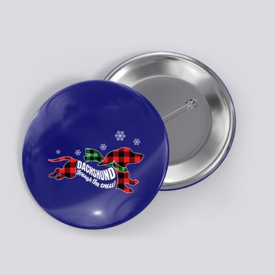 Dachshund Through The Snow Doxie Dog Plaid Christmas Gift Funny Gift Button