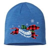 Dachshund Through The Snow Doxie Dog Plaid Christmas Gift Funny Gift Sustainable Beanie