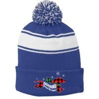 Dachshund Through The Snow Doxie Dog Plaid Christmas Gift Funny Gift Stripe Pom Pom Beanie