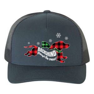 Dachshund Through The Snow Doxie Dog Plaid Christmas Gift Funny Gift Yupoong Adult 5-Panel Trucker Hat