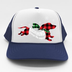 Dachshund Through The Snow Doxie Dog Plaid Christmas Gift Funny Gift Trucker Hat