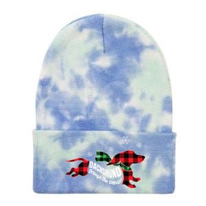 Dachshund Through The Snow Doxie Dog Plaid Christmas Gift Funny Gift Tie Dye 12in Knit Beanie