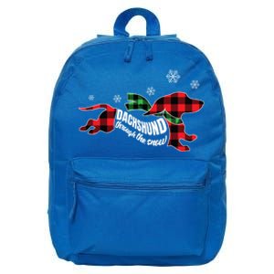 Dachshund Through The Snow Doxie Dog Plaid Christmas Gift 16 in Basic Backpack