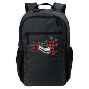 Dachshund Through The Snow Doxie Dog Plaid Christmas Gift Daily Commute Backpack