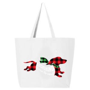 Dachshund Through The Snow Doxie Dog Plaid Christmas Gift 25L Jumbo Tote