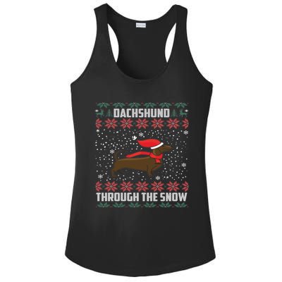 Dachshund Through The Snow Ugly Christmas Gift Funny Gift Ladies PosiCharge Competitor Racerback Tank