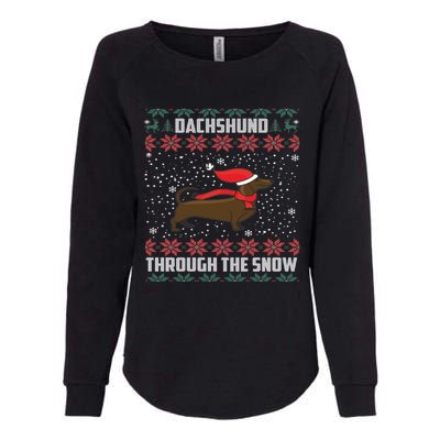 Dachshund Through The Snow Ugly Christmas Gift Funny Gift Womens California Wash Sweatshirt