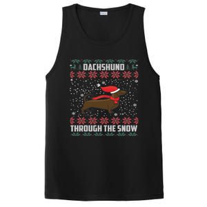 Dachshund Through The Snow Ugly Christmas Gift Funny Gift PosiCharge Competitor Tank