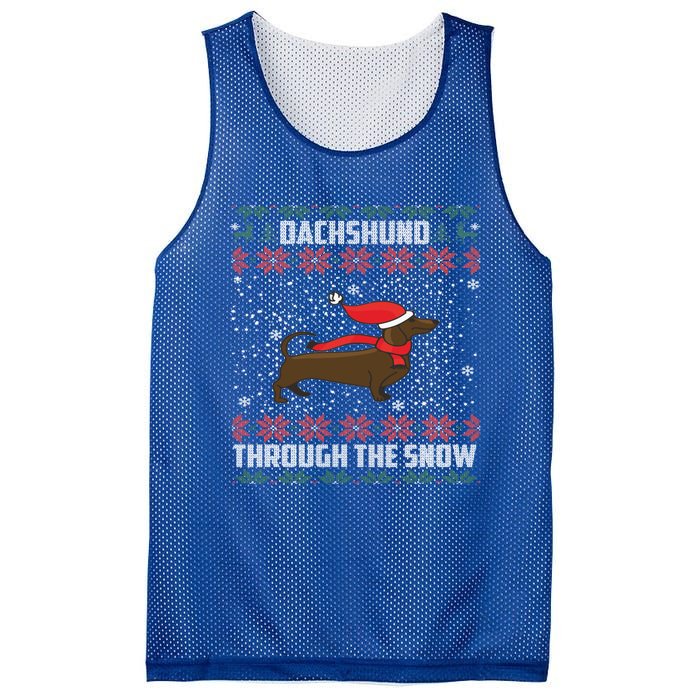 Dachshund Through The Snow Ugly Christmas Gift Funny Gift Mesh Reversible Basketball Jersey Tank