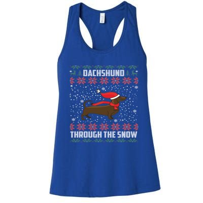 Dachshund Through The Snow Ugly Christmas Gift Funny Gift Women's Racerback Tank