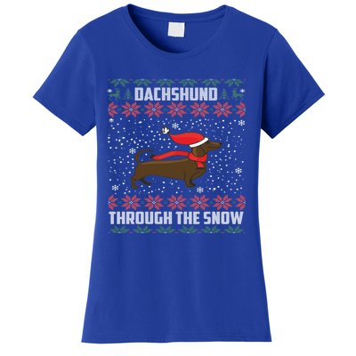 Dachshund Through The Snow Ugly Christmas Gift Funny Gift Women's T-Shirt