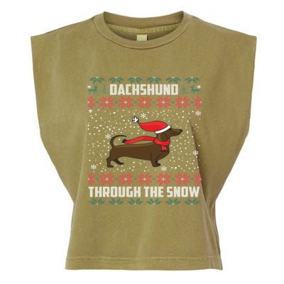 Dachshund Through The Snow Ugly Christmas Gift Funny Gift Garment-Dyed Women's Muscle Tee