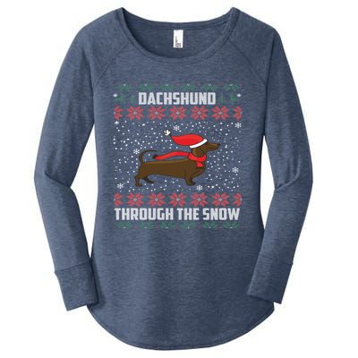 Dachshund Through The Snow Ugly Christmas Gift Funny Gift Women's Perfect Tri Tunic Long Sleeve Shirt