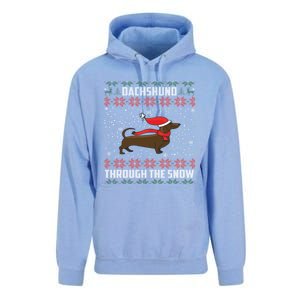 Dachshund Through The Snow Ugly Christmas Gift Funny Gift Unisex Surf Hoodie