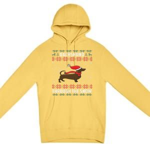 Dachshund Through The Snow Ugly Christmas Gift Cool Gift Premium Pullover Hoodie