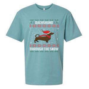 Dachshund Through The Snow Ugly Christmas Gift Cool Gift Sueded Cloud Jersey T-Shirt