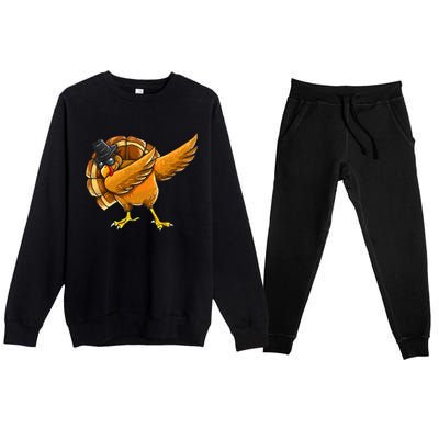 Dabbing Turkey Thanksgiving Turkey Day Premium Crewneck Sweatsuit Set