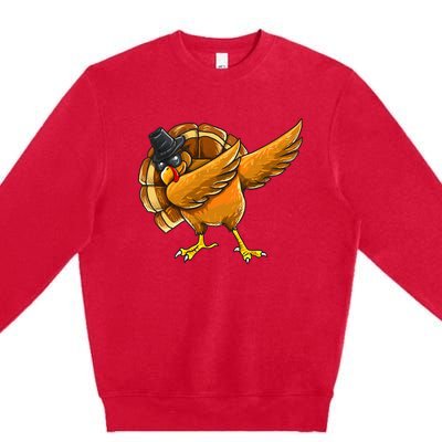 Dabbing Turkey Thanksgiving Turkey Day Premium Crewneck Sweatshirt