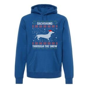 Dachshund Through The Snow Ugly Christmas Gift Great Gift Premium Hoodie