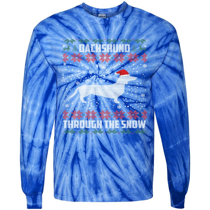 Dachshund Through The Snow Ugly Christmas Gift Great Gift Tie-Dye Long Sleeve Shirt