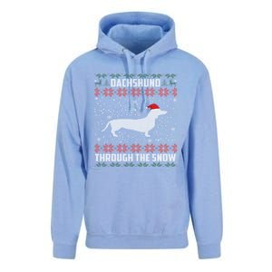 Dachshund Through The Snow Ugly Christmas Gift Great Gift Unisex Surf Hoodie