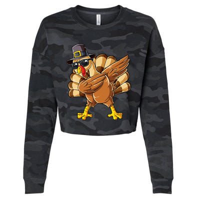 Dabbing Turkey Thanksgiving Day Pilgrim Cropped Pullover Crew