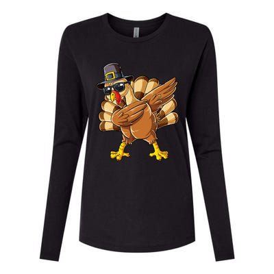 Dabbing Turkey Thanksgiving Day Pilgrim Womens Cotton Relaxed Long Sleeve T-Shirt