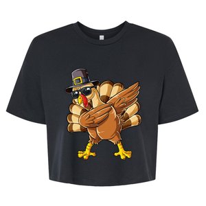 Dabbing Turkey Thanksgiving Day Pilgrim Bella+Canvas Jersey Crop Tee