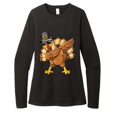 Dabbing Turkey Thanksgiving Day Pilgrim Womens CVC Long Sleeve Shirt