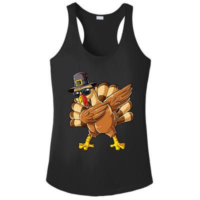 Dabbing Turkey Thanksgiving Day Pilgrim Ladies PosiCharge Competitor Racerback Tank