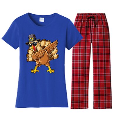 Dabbing Turkey Thanksgiving Day Pilgrim Women's Flannel Pajama Set