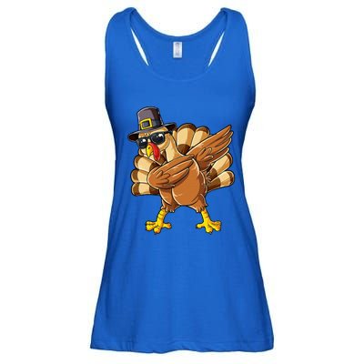 Dabbing Turkey Thanksgiving Day Pilgrim Ladies Essential Flowy Tank