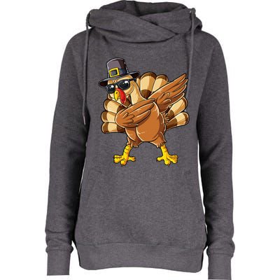 Dabbing Turkey Thanksgiving Day Pilgrim Womens Funnel Neck Pullover Hood