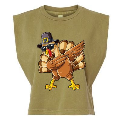 Dabbing Turkey Thanksgiving Day Pilgrim Garment-Dyed Women's Muscle Tee