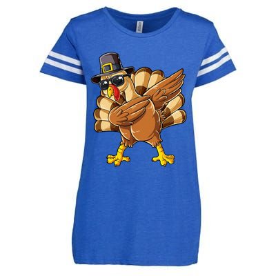 Dabbing Turkey Thanksgiving Day Pilgrim Enza Ladies Jersey Football T-Shirt