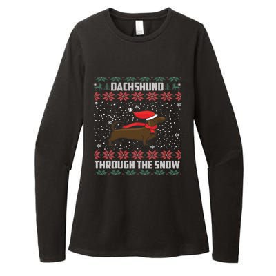 Dachshund Through The Snow Ugly Christmas Gift Womens CVC Long Sleeve Shirt