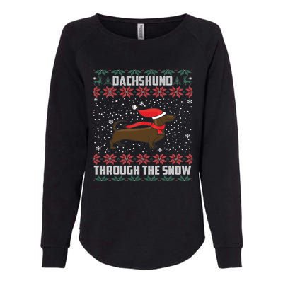 Dachshund Through The Snow Ugly Christmas Gift Womens California Wash Sweatshirt