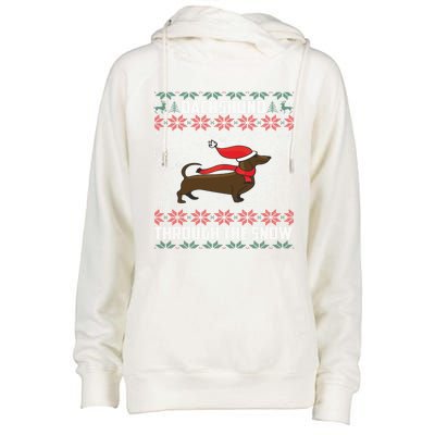 Dachshund Through The Snow Ugly Christmas Gift Womens Funnel Neck Pullover Hood